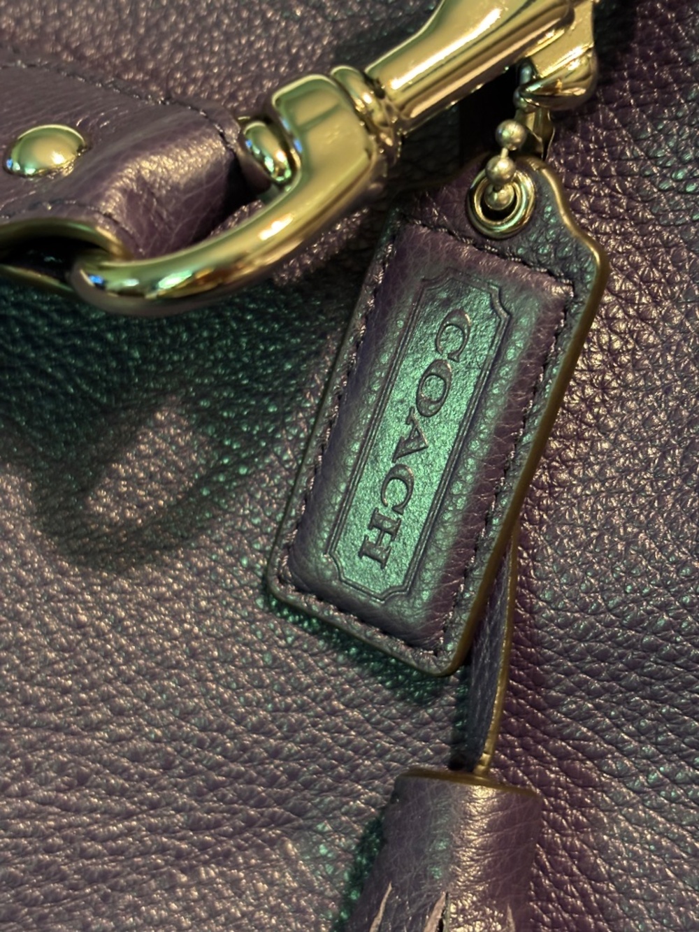 Coach Avery Pebbled Leather Shoulder Tote Hobo Satchel Bag #F23309 Purple - Picture 8 of 12